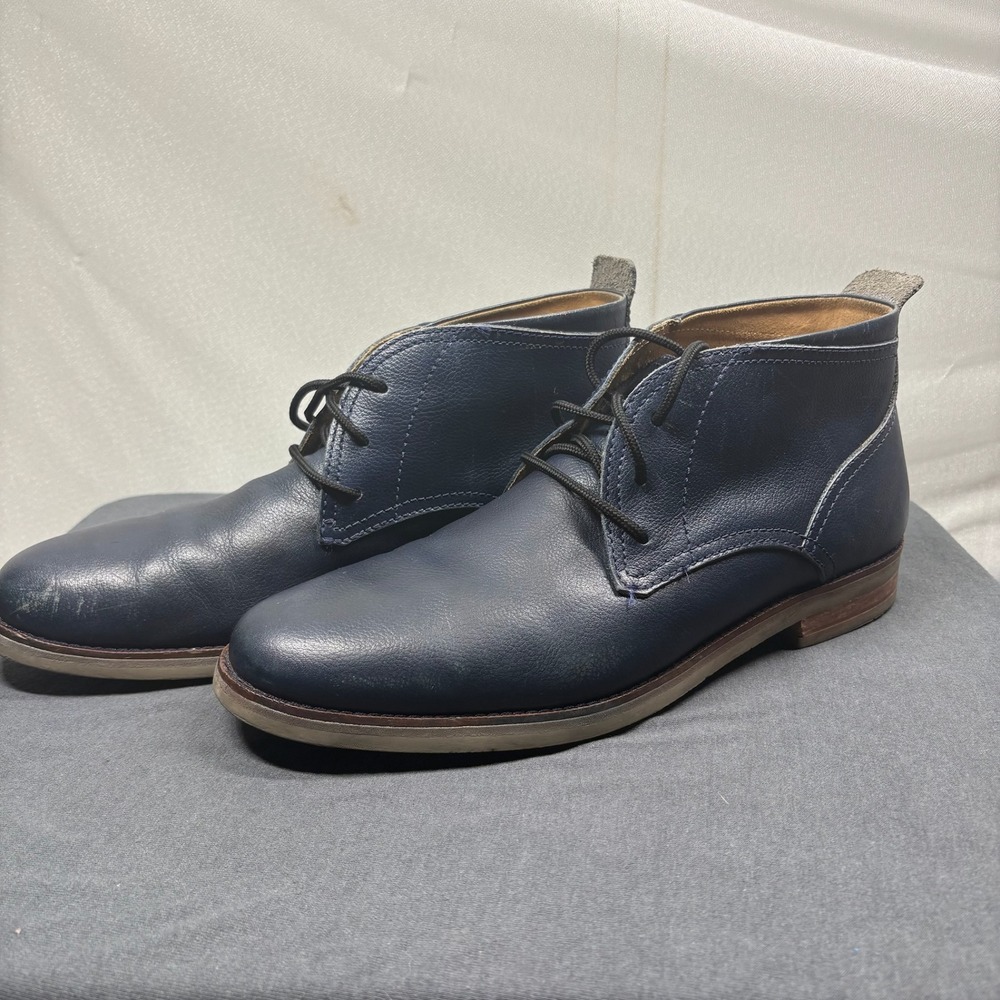 Cole Haan Men Chukka Boot Navy Pebbled Leather 12 Classic Preppy C12272